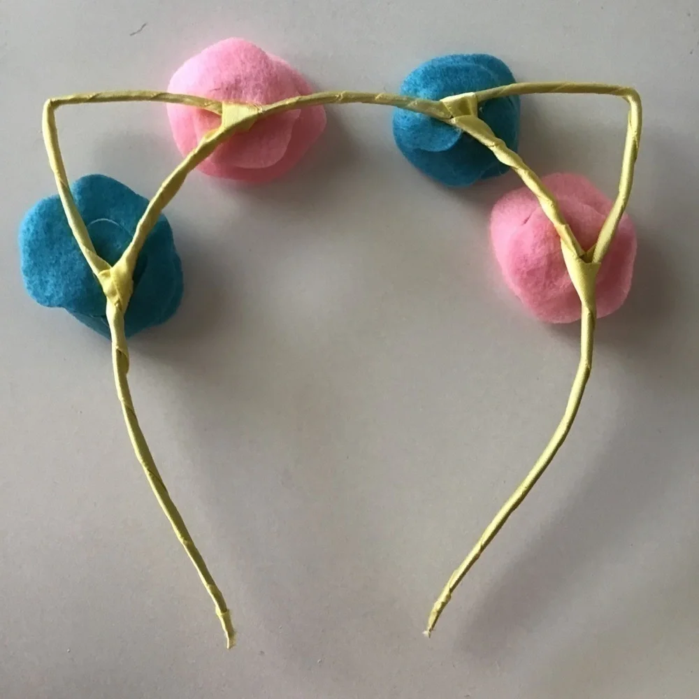 NEW Cat Kitten Ears Hair Headband Felt Flowers Halloween Party Costume Crafts